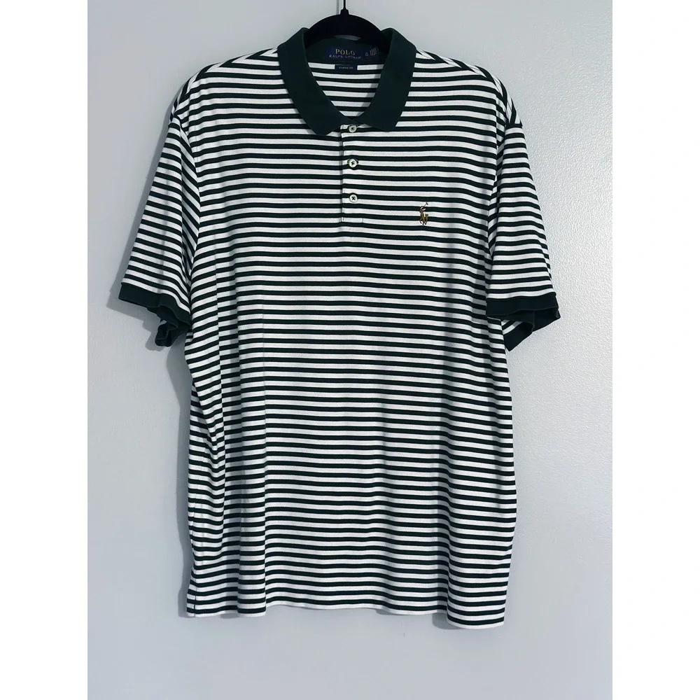 Polo Ralph Lauren Classic Fit Interlock Polo Shirt Green Stripe Men's X-Large